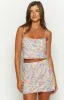 Milliana Painted Floral Pink Mini Skirt sold by Beginning Boutique