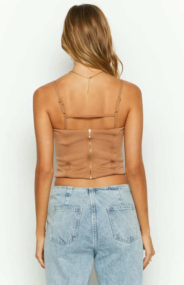 Too Good Brown Corset Top sold by Beginning Boutique product image thumbnail 4