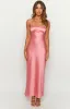 Marbelle Pink Satin Maxi Dress sold by Beginning Boutique