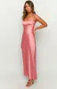 Marbelle Pink Satin Maxi Dress sold by Beginning Boutique