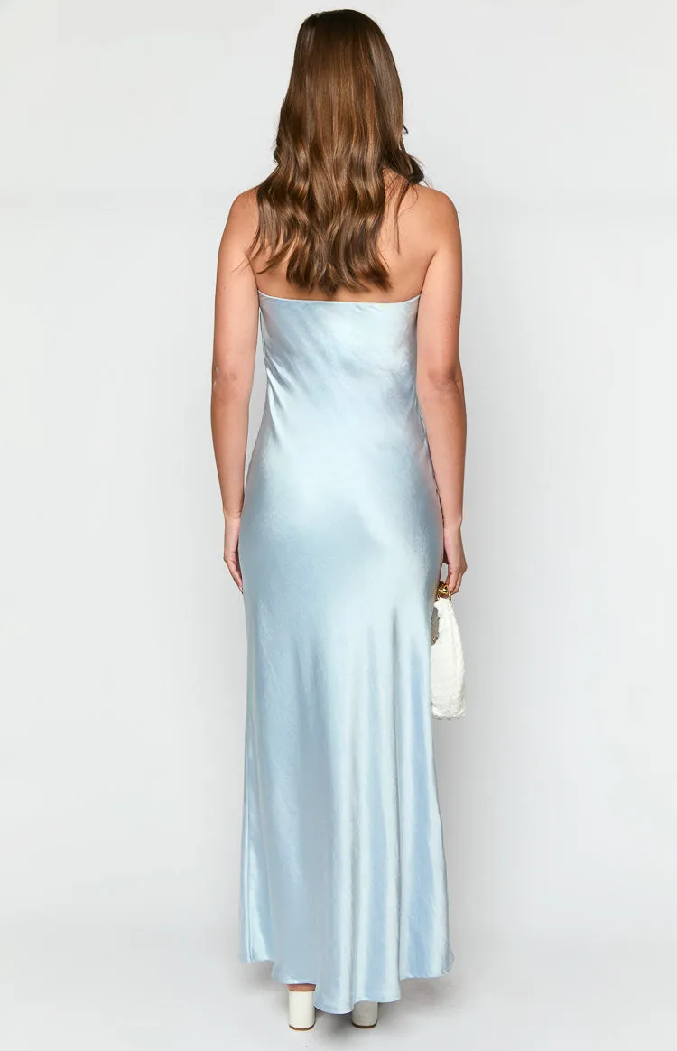 Ariella Blue Satin Strapless Maxi Dress sold by Beginning Boutique product image thumbnail 5