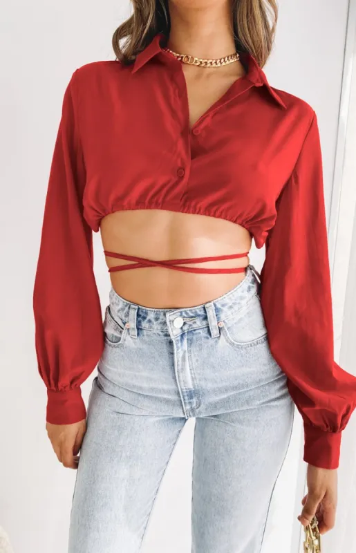 Saddle Up Crop Red sold by Beginning Boutique