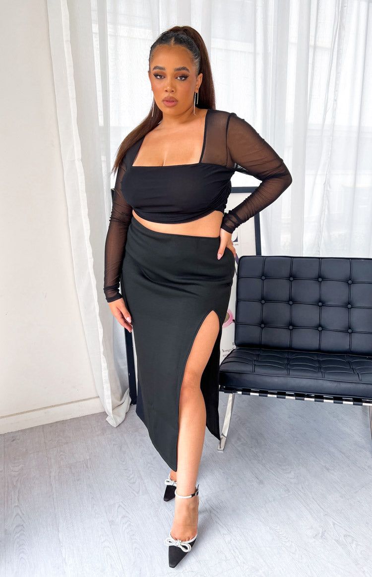 Kourtney Black Midi Skirt sold by Beginning Boutique product image thumbnail 2