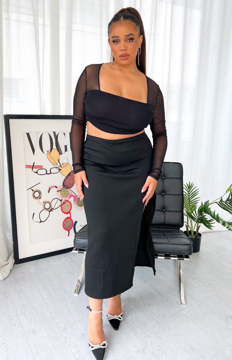 Kourtney Black Midi Skirt sold by Beginning Boutique product image thumbnail 3