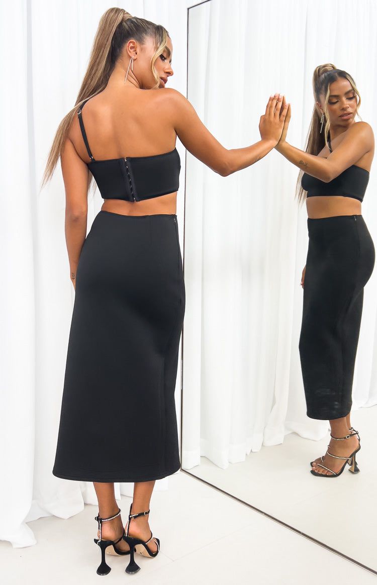 Kourtney Black Midi Skirt sold by Beginning Boutique product image thumbnail 4