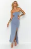 Sylvie Blue Strapless Maxi Dress sold by Beginning Boutique