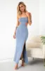 Sylvie Blue Strapless Maxi Dress sold by Beginning Boutique
