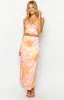 Dahlia Orange And Pink Floral Print Maxi Skirt sold by Beginning Boutique