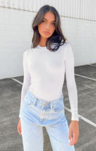 Hera White Bodysuit sold by Beginning Boutique