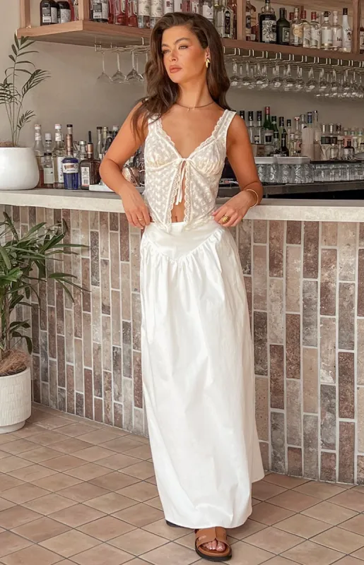 Sweetheart Swirl White Midi Skirt sold by Beginning Boutique