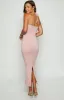 Brynlee Pink Halter Midi Dress sold by Beginning Boutique