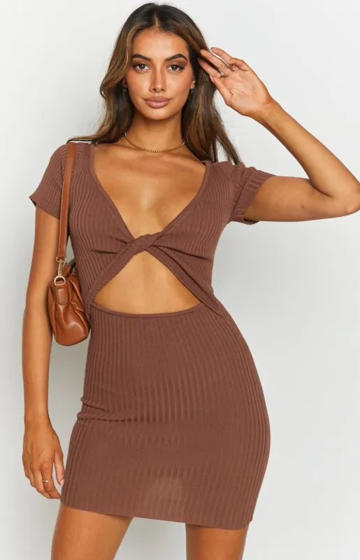 Antidote Reversible Twist Dress Brown sold by Beginning Boutique