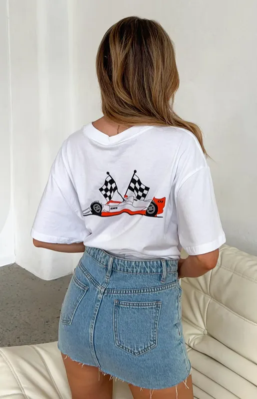 Too Quick White Tee made by Beginning Boutique