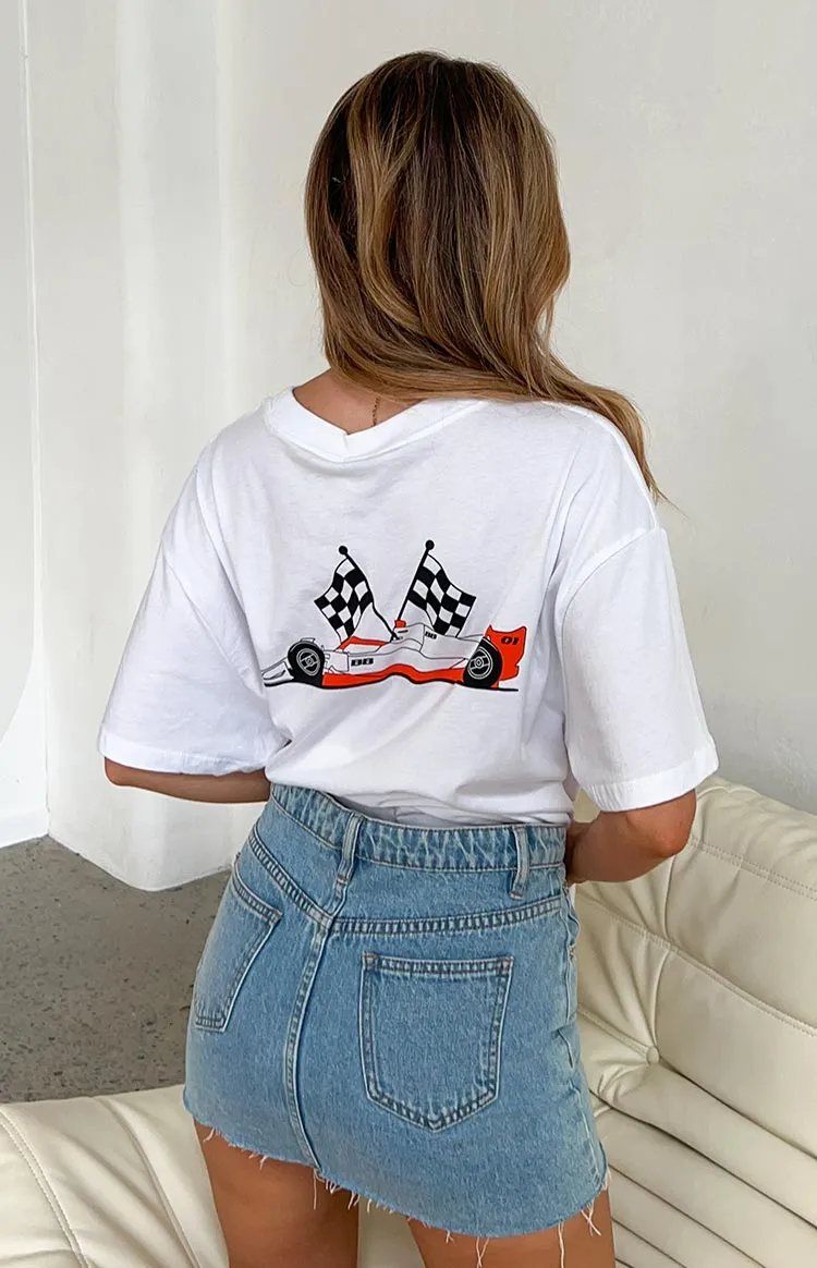 Too Quick White Tee sold by Beginning Boutique