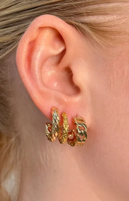 Blaze Gold Hoop  Earrings 3 Pack made by Beginning Boutique