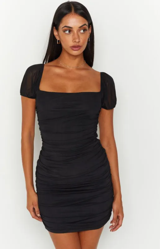 Siannise Black Mesh Mini Dress sold by Beginning Boutique