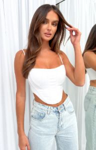 Willow White Corset Top sold by Beginning Boutique