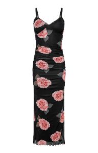 Capri Black Floral Mesh Midi Dress sold by Beginning Boutique