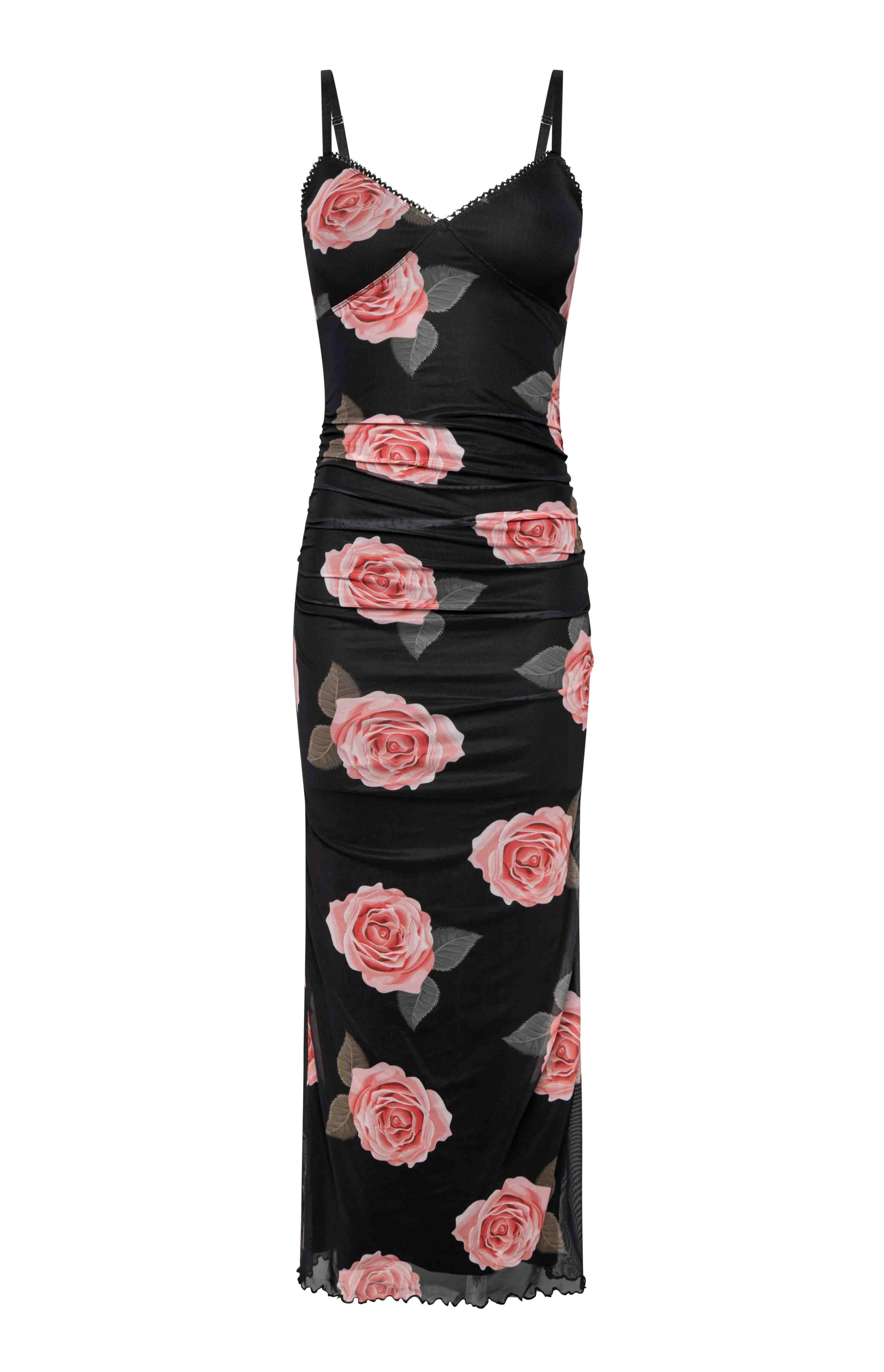 Capri Black Floral Mesh Midi Dress sold by Beginning Boutique product image thumbnail 2