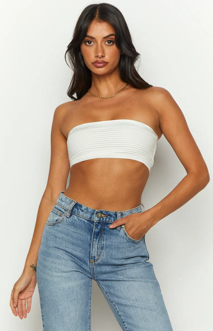 Kylen White Strapless Bandeau Crop sold by Beginning Boutique product image thumbnail 4