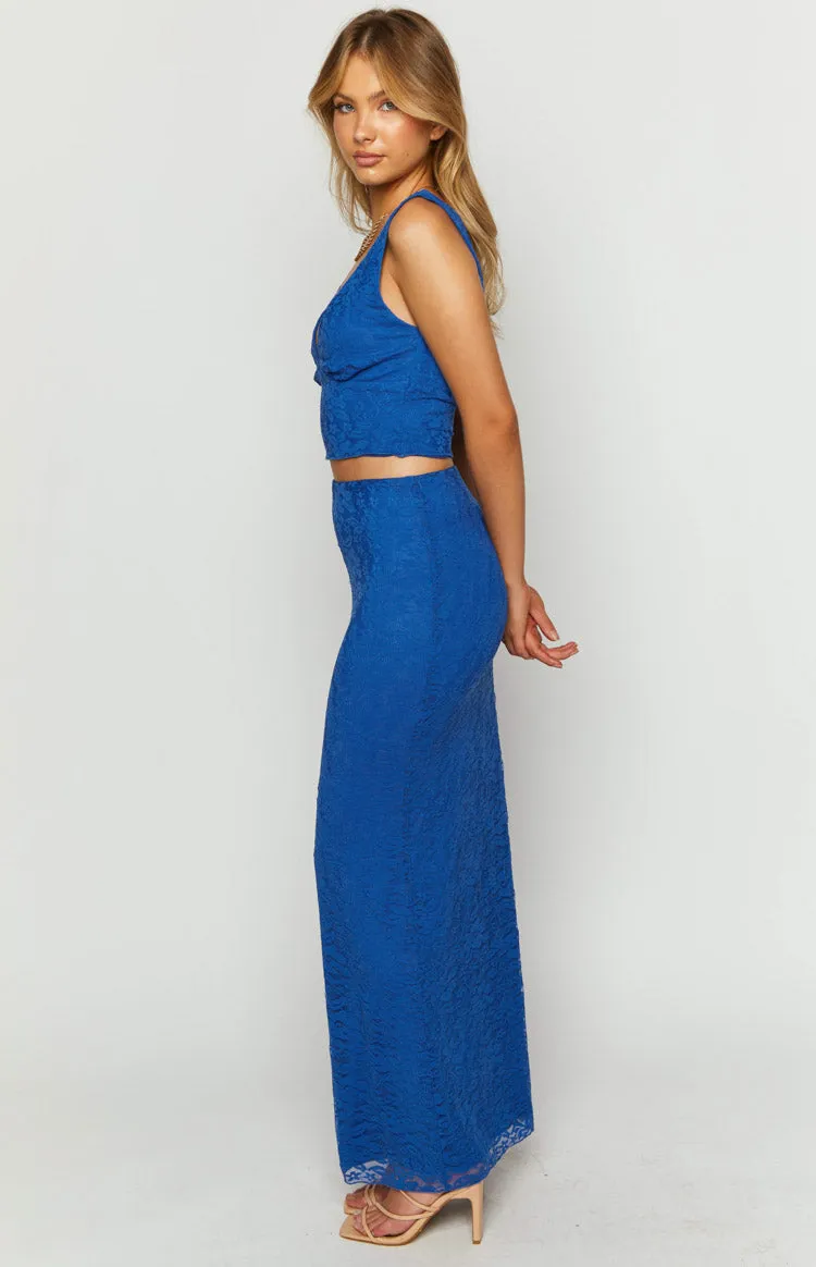 Mimosa Blue Lace Maxi Skirt sold by Beginning Boutique product image thumbnail 4