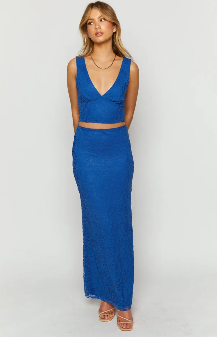 Mimosa Blue Lace Maxi Skirt sold by Beginning Boutique product image thumbnail 3