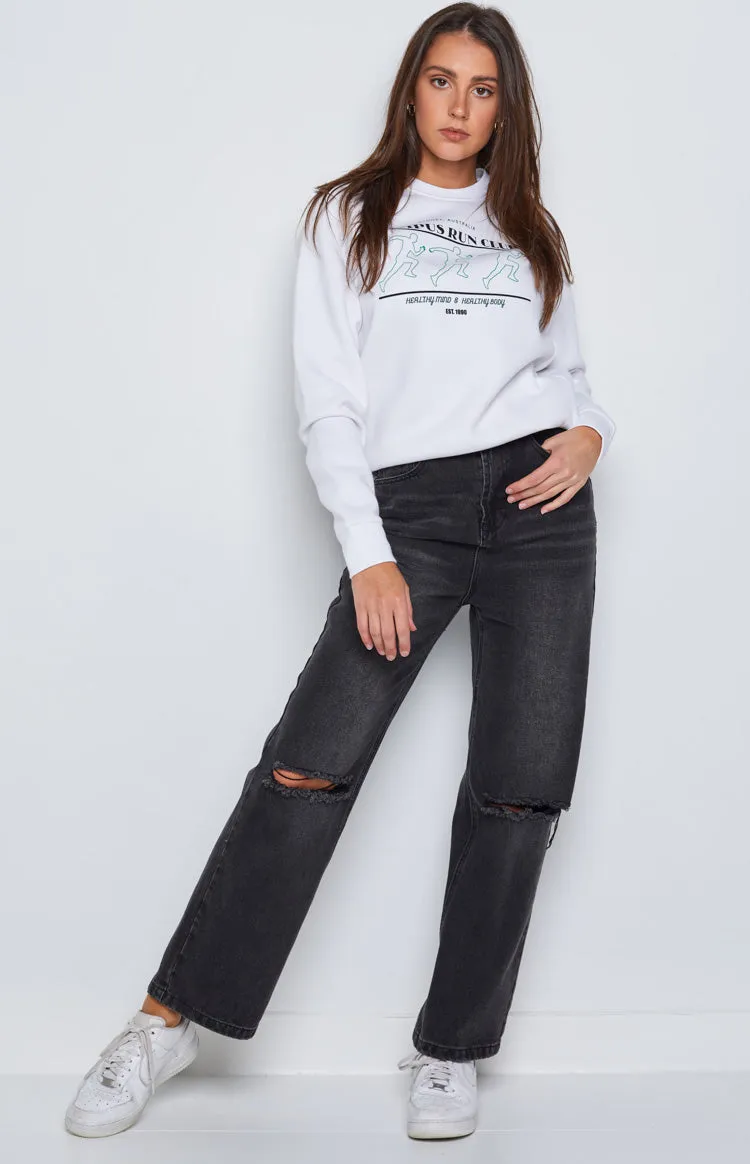 BB Run Club White Sweater sold by Beginning Boutique product image thumbnail 3