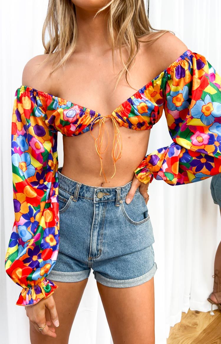 Houston Crop Top Multi Floral sold by Beginning Boutique product image thumbnail 2