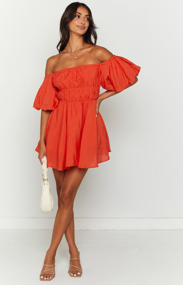 Paradise Puff Orange Mini Dress sold by Beginning Boutique product image thumbnail 3