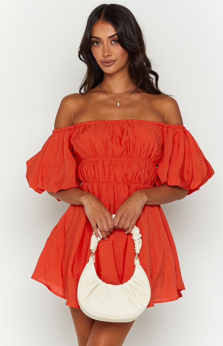 Paradise Puff Orange Mini Dress sold by Beginning Boutique product image thumbnail 2