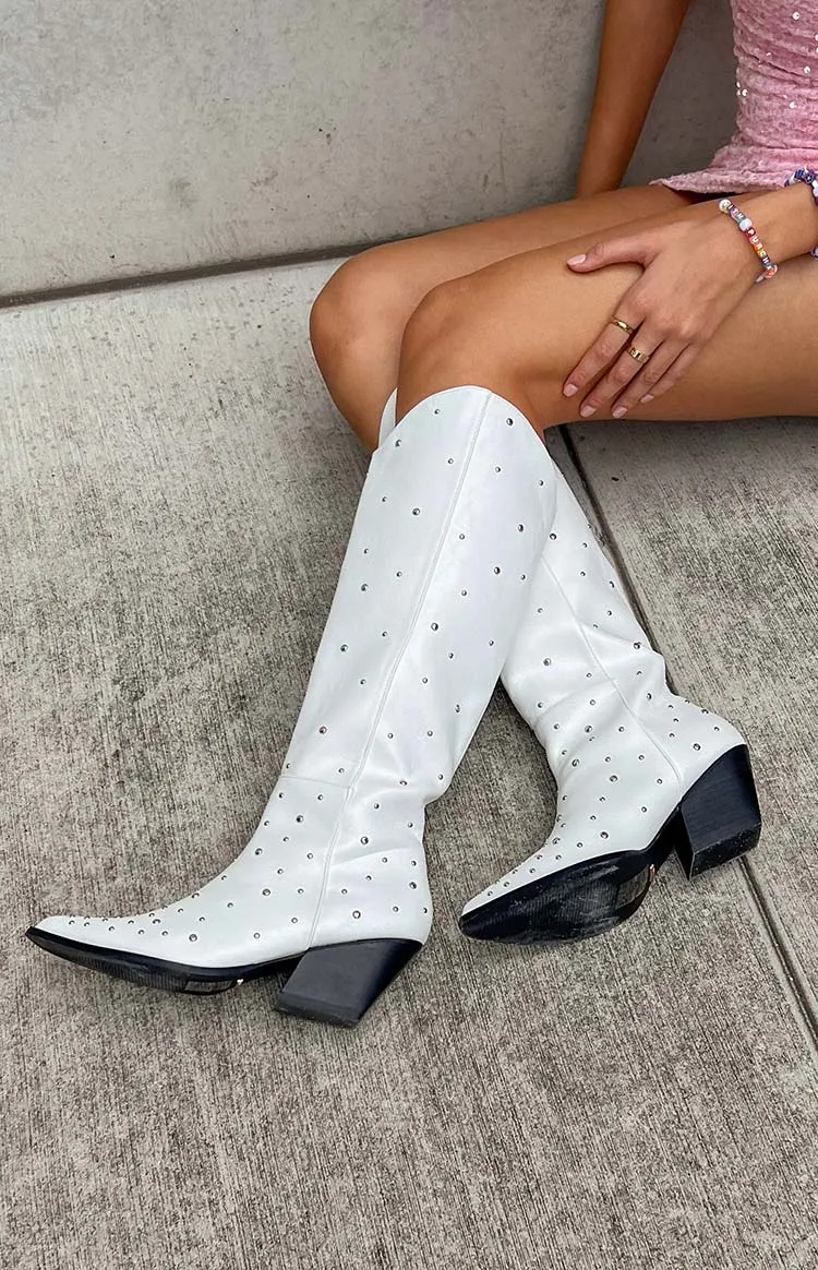 Billini Zoelle White Cowboy Boots sold by Beginning Boutique