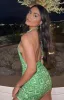OMIGHTY Cubby Halter Dress Green sold by Beginning Boutique