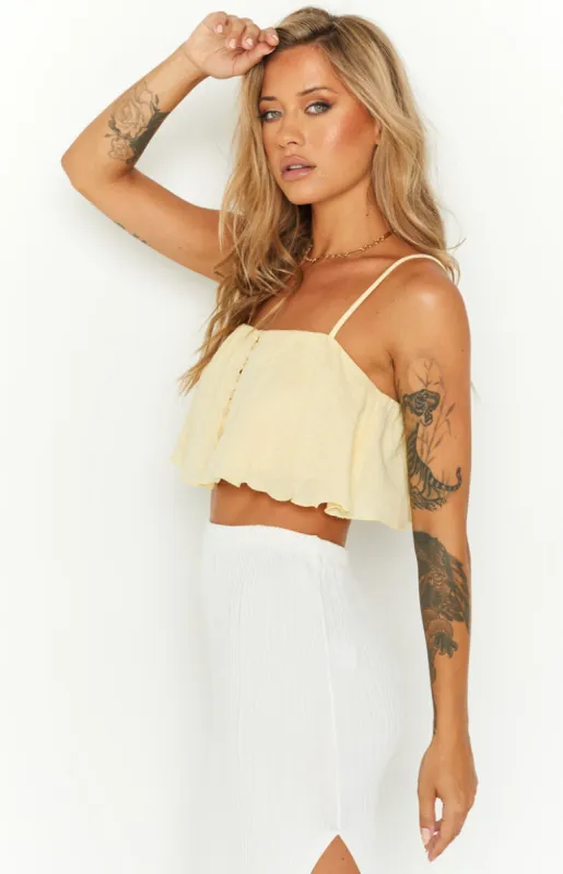 Rita Yellow Frill Cami sold by Beginning Boutique