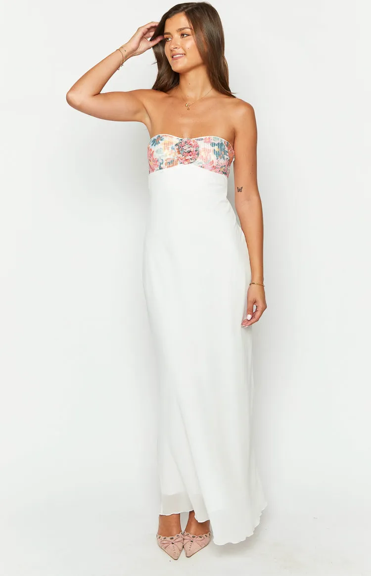 Lyric White Rose Sequin Strapless Maxi Dress sold by Beginning Boutique product image thumbnail 3