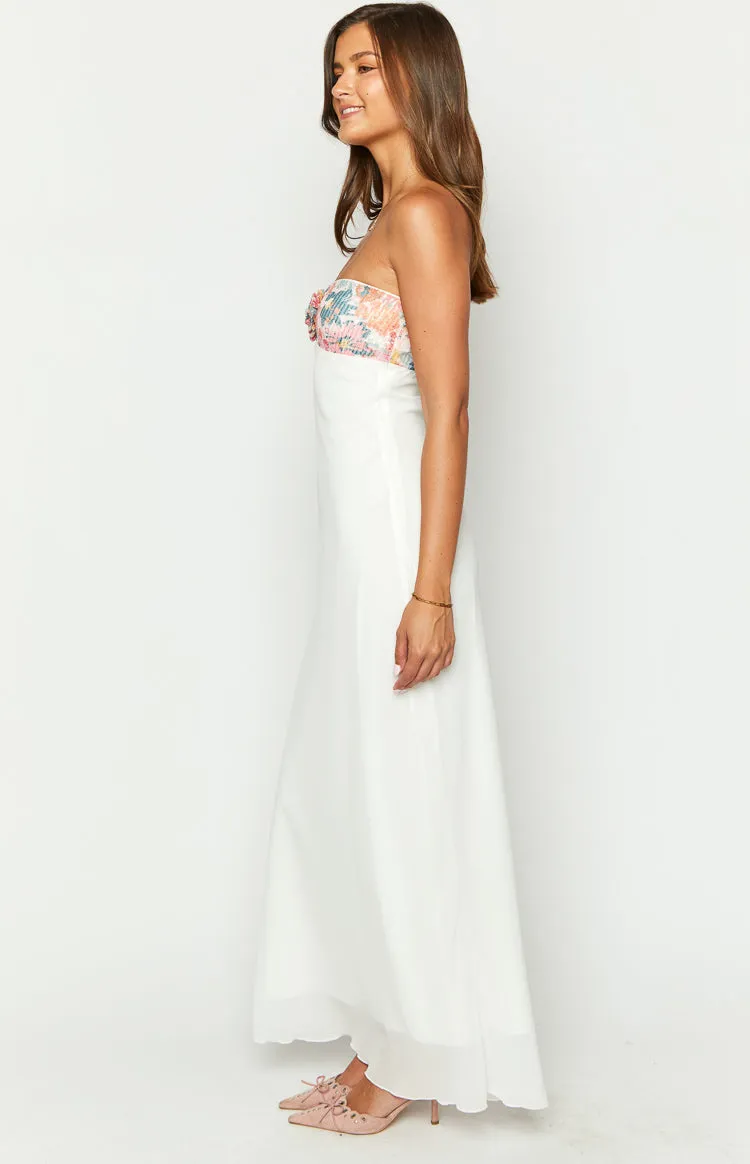 Lyric White Rose Sequin Strapless Maxi Dress sold by Beginning Boutique product image thumbnail 4