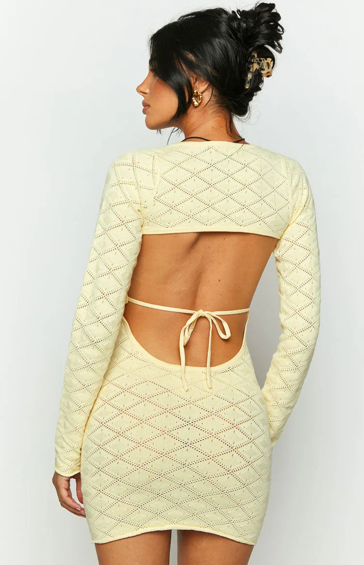 Carrie Yellow Long Sleeve Knit Mini Dress sold by Beginning Boutique product image thumbnail 5