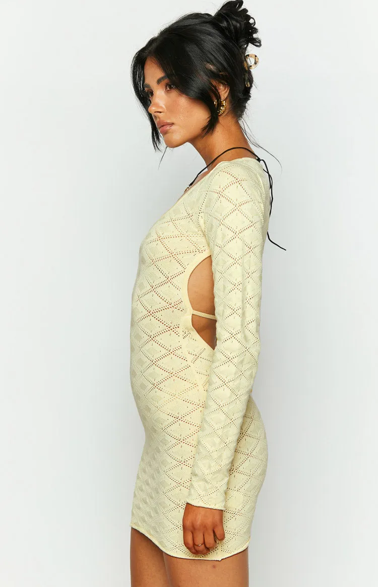 Carrie Yellow Long Sleeve Knit Mini Dress sold by Beginning Boutique product image thumbnail 4