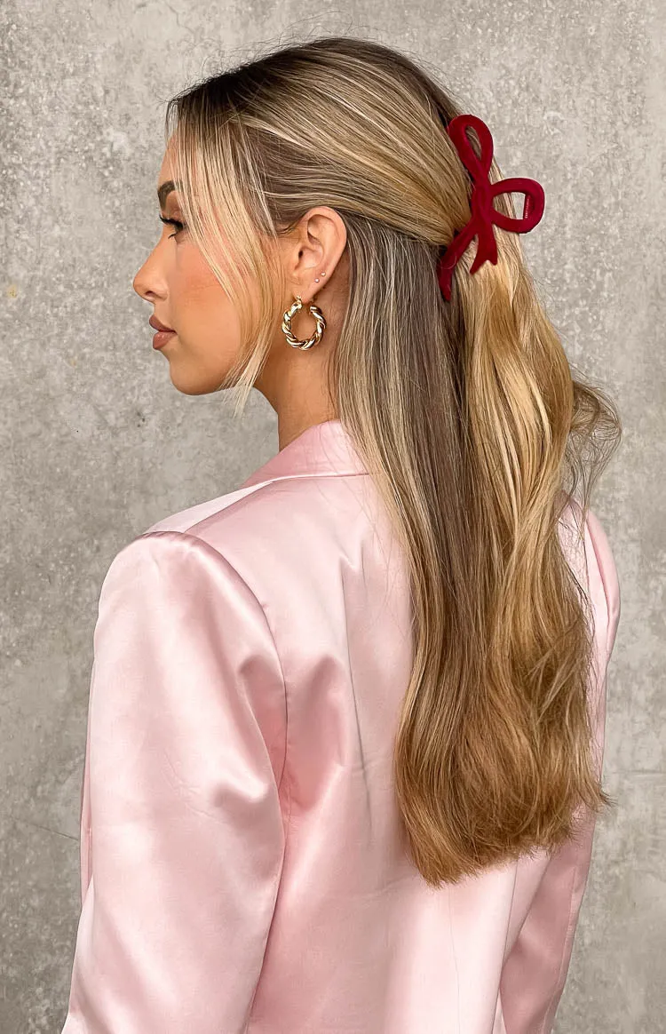Simi Red Velvet Bow Hair Clip sold by Beginning Boutique product image thumbnail 3