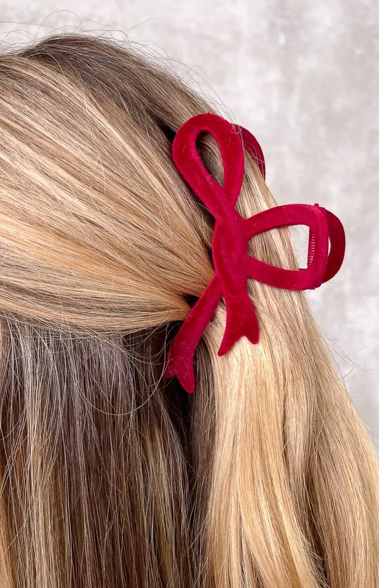 Simi Red Velvet Bow Hair Clip sold by Beginning Boutique product image thumbnail 4