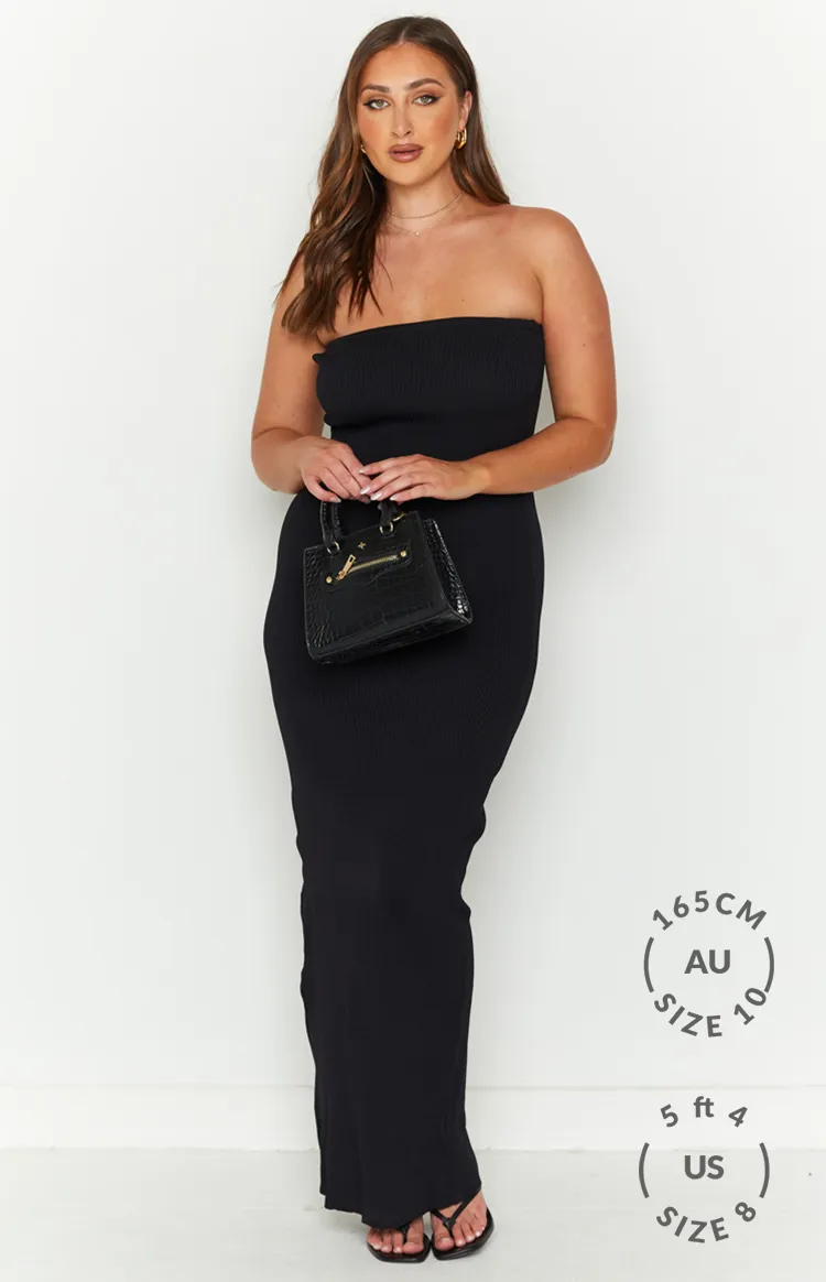 Ava Black Strapless Knit Maxi Dress sold by Beginning Boutique product image thumbnail 2