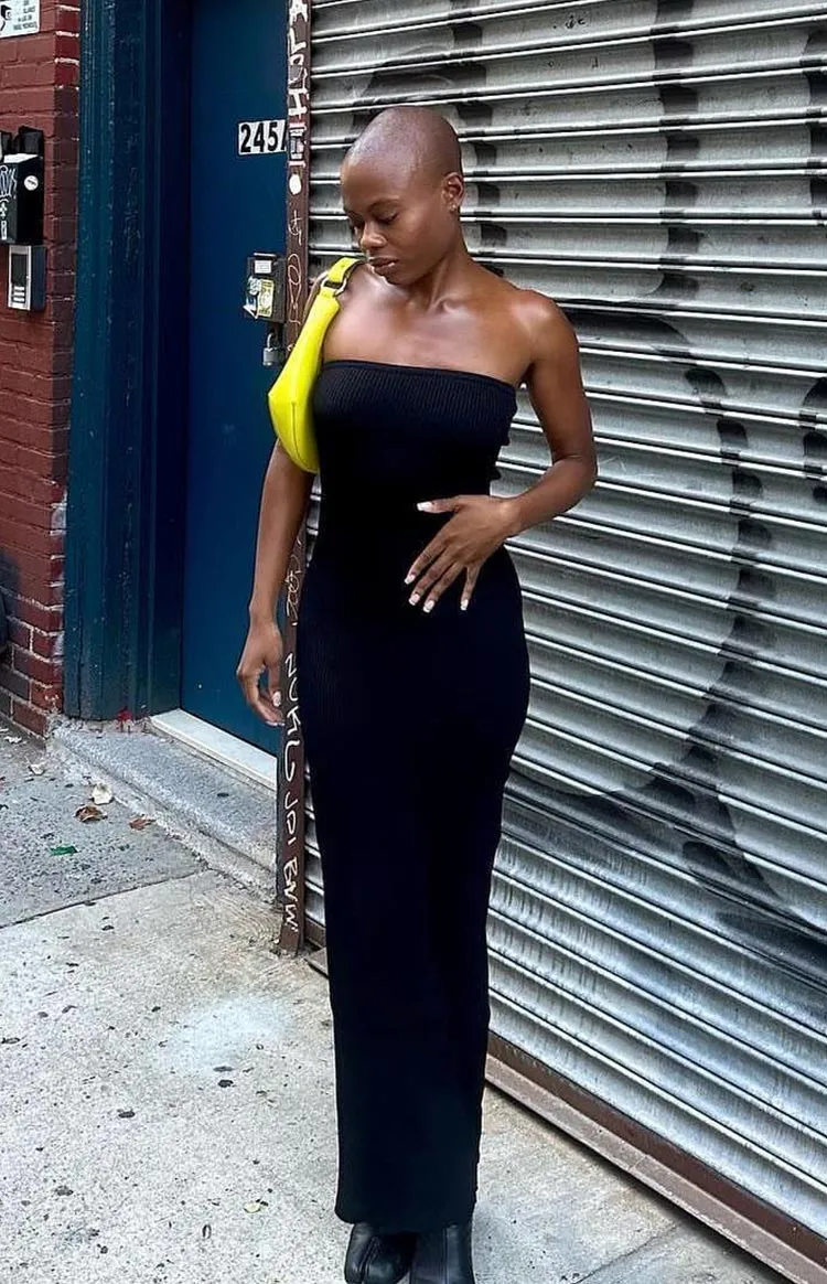 Ava Black Strapless Knit Maxi Dress sold by Beginning Boutique product image thumbnail 4