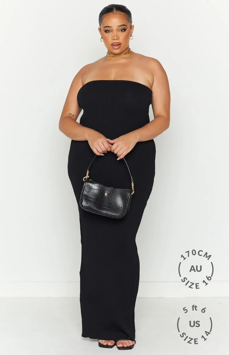 Ava Black Strapless Knit Maxi Dress sold by Beginning Boutique product image thumbnail 3