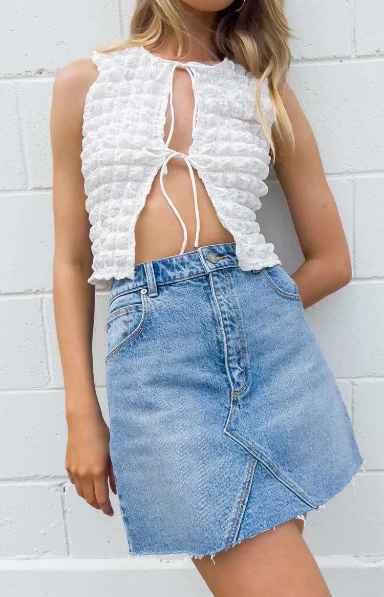 ABRAND A Aline Felicia Mid Vintage Blue Mini Skirt sold by Beginning Boutique product image thumbnail 2