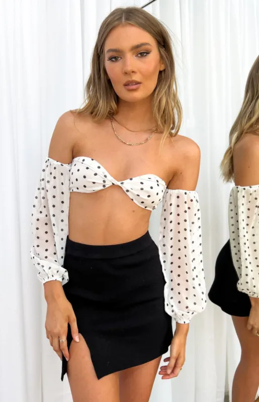Carita White Printed Crop Top sold by Beginning Boutique