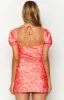 Naya Orange Floral Print Mini Dress sold by Beginning Boutique