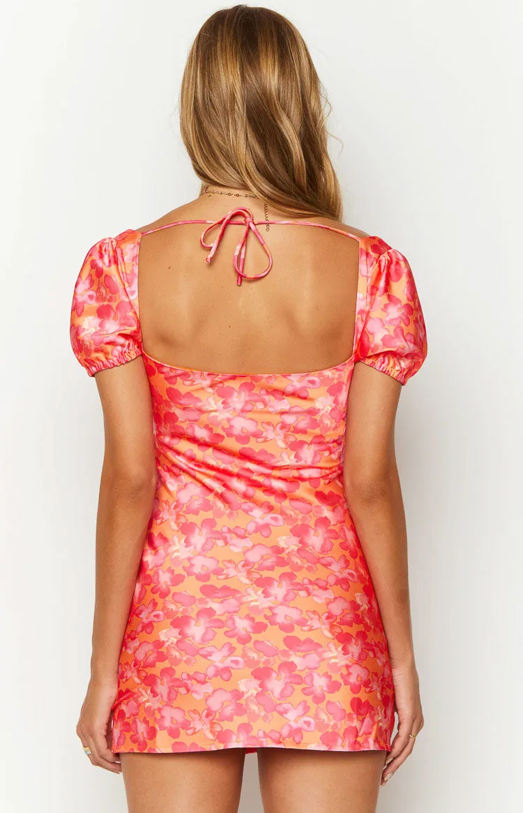 Naya Orange Floral Print Mini Dress sold by Beginning Boutique product image thumbnail 5