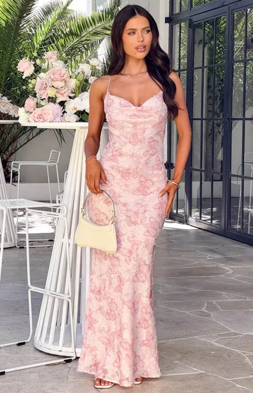 Valentina Pink Butterfly Maxi Dress sold by Beginning Boutique