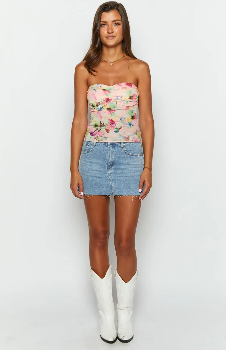 Gill Pink Floral Mesh Top sold by Beginning Boutique product image thumbnail 3