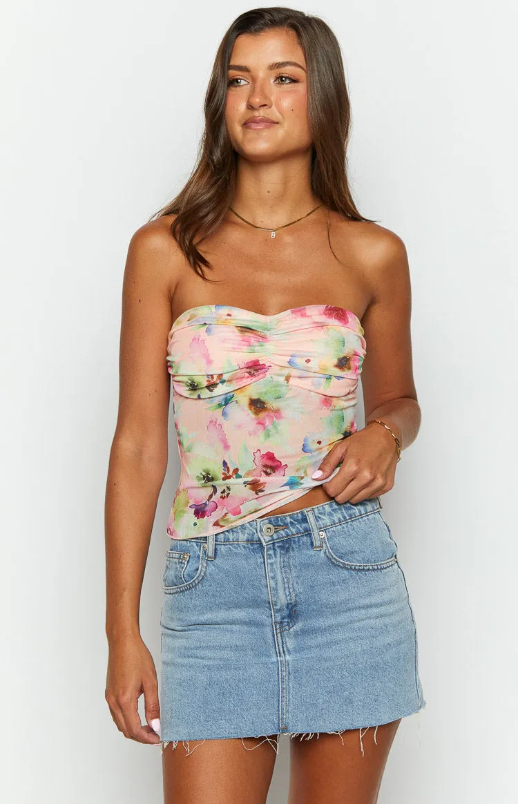 Gill Pink Floral Mesh Top sold by Beginning Boutique product image thumbnail 4