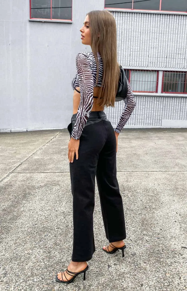 Faith Black Contrast Pants sold by Beginning Boutique product image thumbnail 3